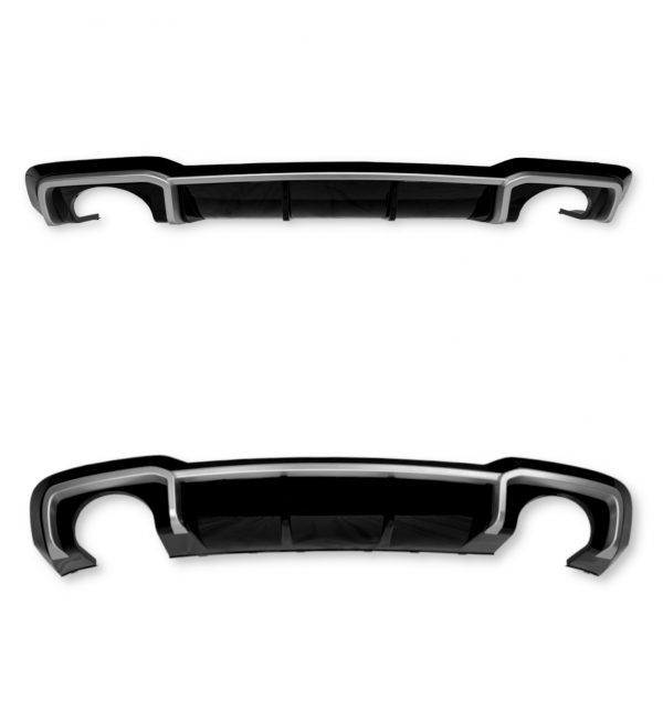 REAR DIFFUSER WITH SILVER TIPS RS3 STYLE GLOSS BLACK FOR AUDI A3 8V FACELIFT 17+ - Image 2