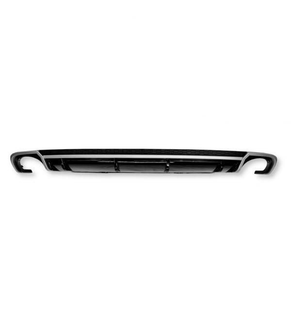 REAR DIFFUSER AND SILVER TIPS RS4 STYLE GLOSS BLACK FOR AUDI A4 B9 SALOON PRE-FACELIFT 2016-2019 - Image 2