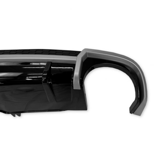 REAR DIFFUSER AND SILVER TIPS RS4 STYLE GLOSS BLACK FOR AUDI A4 B9 SALOON PRE-FACELIFT 2016-2019 - Image 5
