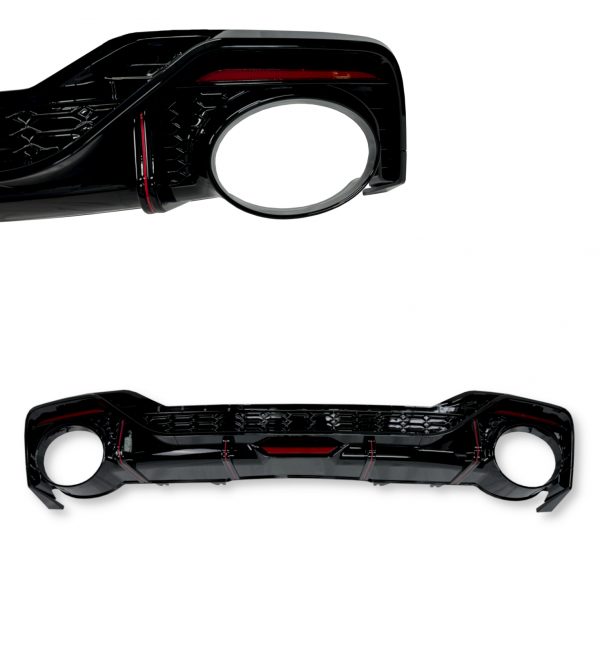 REAR DIFFUSER WITH BLACK TAIL PIPE TIPS RS5 STYLE GLOSS BLACK FOR AUDI A5 2020+ - Image 4