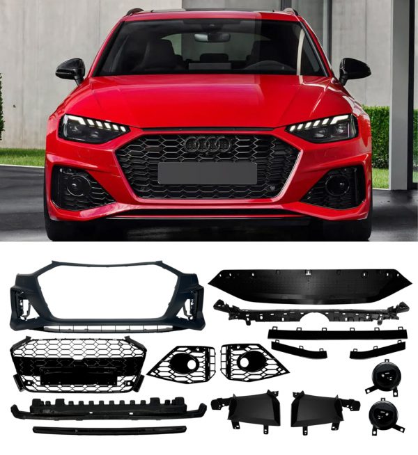 FRONT BUMPER GRILLE BODY KIT RS4 STYLE PRIMED FOR AUDI A4 B9 FACELIFT 2021+