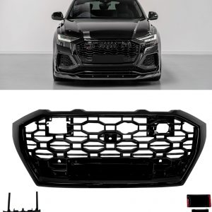 FRONT GRILLE HONEYCOMB RSQ8 STYLE GLOSS BLACK FOR AUDI Q8 2021+