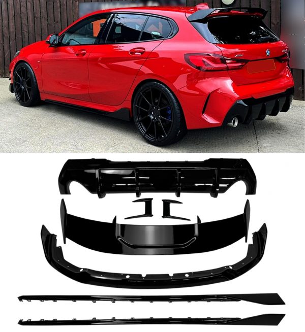 AERO BODY KIT SPLITTER DIFFUSER SPOILER SKIRTS BLACK BMW 1 SEIRES F40 M-SPORT