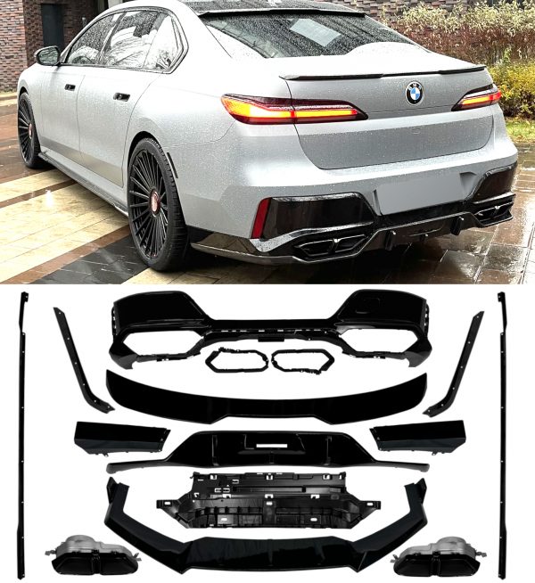 AERO BODY KIT SPLITTER SKIRTS DIFFUSER SPOILER BLACK FOR BMW 7 SERIES i7 G70 LCI 2023+