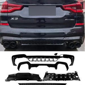 REAR DIFFUSER X3M STYLE GLOSS BLACK FOR BMW X3 G01 PRE-LCI 2017-2021