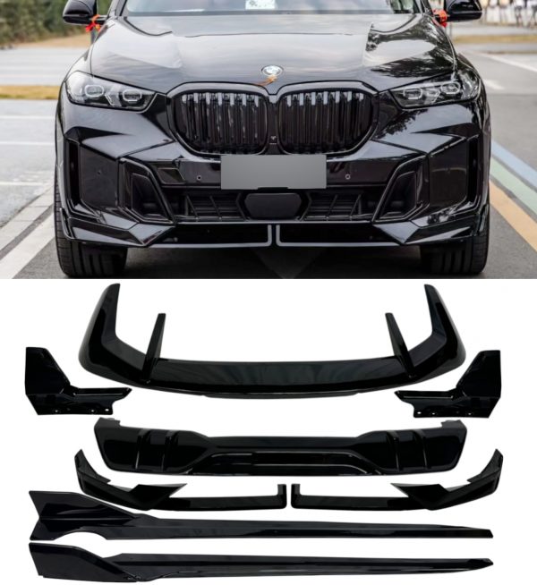 AERO KIT SPLITTER SIDE SKIRT DIFFUSER M SPORT GLOSS BLACK FOR BMW X5 G05 2023+