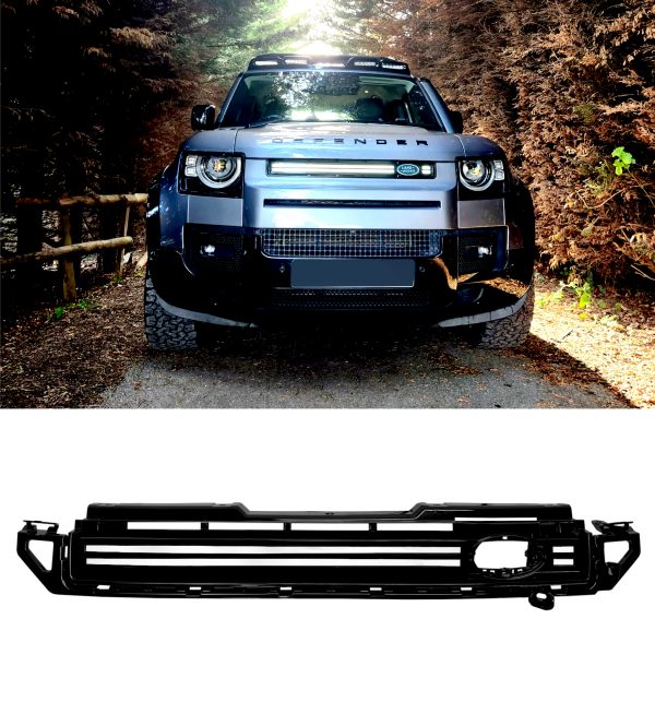 FRONT GRILLE WITH LED LIGHT GLOSS BLACK FOR LAND ROVER DEFENDER L663 2020+