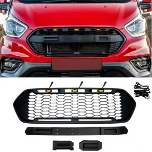 FRONT GRILLE WITH LED BLACK FOR FORD TRANSIT CUSTOM MK8 2018-2023 GRILL