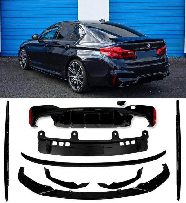BODY KIT SPLITTER DIFFUSER SKIRTS SPOILER M5 STYLE GLOSS BLACK FOR BMW 5 SERIES G30