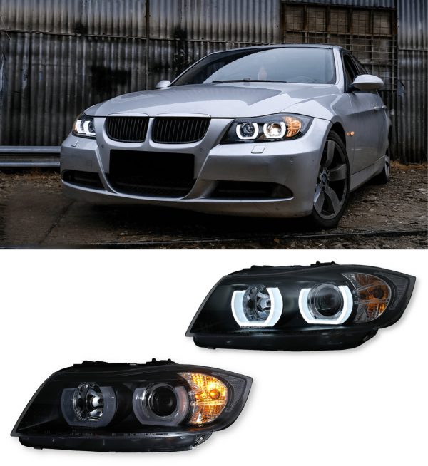 LED HEADLIGHTS 3D DRL ANGEL EYE PROJECTOR LIGHTS FOR BMW 3 SERIES E90 E91 LCI - Image 2