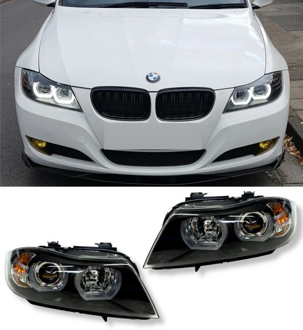 LED HEADLIGHTS 3D DRL ANGEL EYE PROJECTOR LIGHTS FOR BMW 3 SERIES E90 E91 LCI