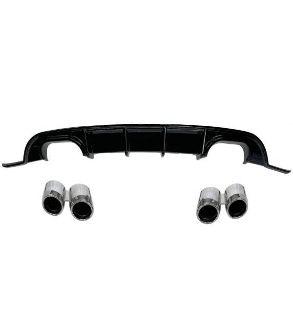 BIG FIN REAR DIFFUSER & TIPS GOLF R STYLE GLOSS BLACK FOR VW GOLF MK6 2009-2013