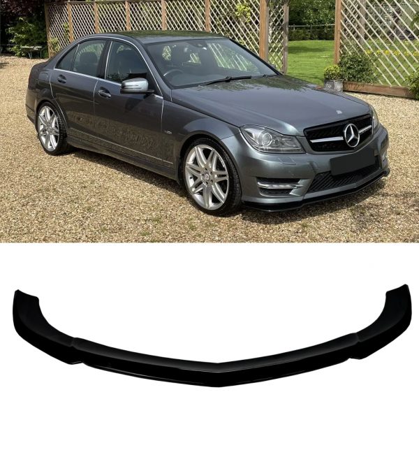 FRONT LIP SPLITTER GLOSS BLACK FOR MERCEDES C CLASS W204 SALOON FACELIFT AMG
