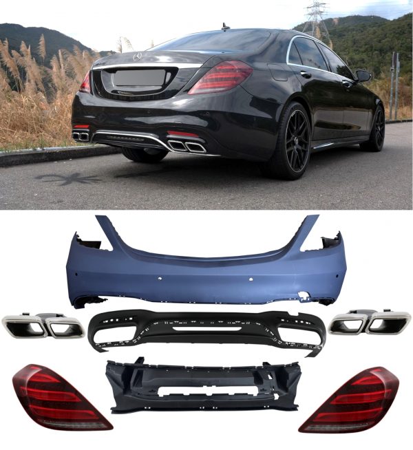 MERCEDES S CLASS W222 TO S63 AMG STYLE CONVERSION BODY KIT PRIMED BUMPERS LIGHTS - Image 2