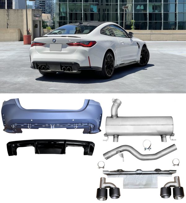 BMW 4 SERIES G22 TO G82 M4 CONVERSION BODY KIT PRIMED BUMPERS GRILLE EXHAUSTS - Image 2