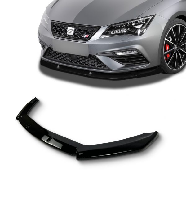 FRONT LIP SPLITTER GLOSS BLACK FOR SEAT LEON FR MK3 FACELIFT 2017-2019