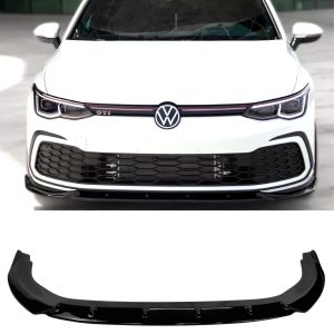 FRONT SPLITTER LIP SPOILER GLOSS BLACK FOR VW GOLF GTI AND R-LINE MK8 2020+