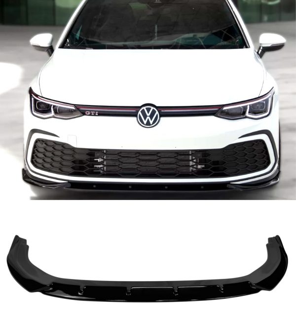 FRONT SPLITTER LIP SPOILER GLOSS BLACK FOR VW GOLF GTI AND R-LINE MK8 2020+
