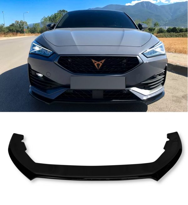 FRONT LIP SPLITTER GLOSS BLACK FOR CUPRA LEON MK1 2020+