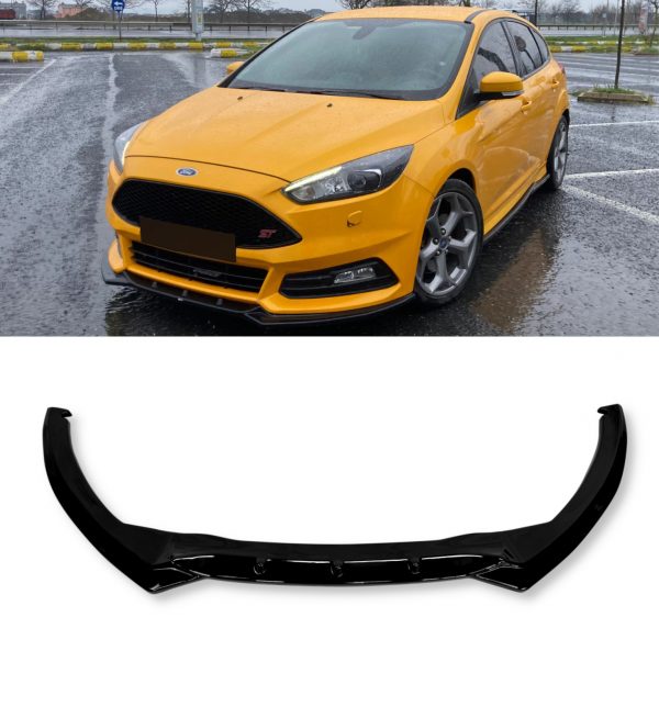 FRONT SPLITTER LIP SPOILER GLOSS BLACK FOR FORD FOCUS ST MK3.5 FACELIFT 2015-2018