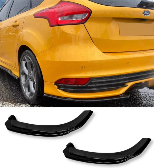 REAR SIDE SPLITTER GLOSS BLACK FOR FORD FOCUS ST MK3.5 FACELIFT 2015-2018