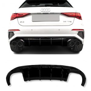REAR DIFFUSER VALANCE GLOSS BLACK FOR AUDI A3 S-LINE 8Y AND S3 8Y SPORTBACK 2020+