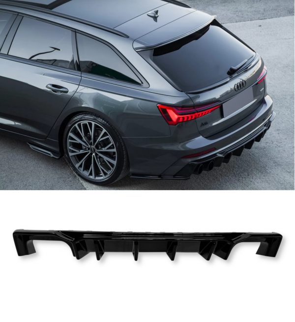 REAR DIFFUSER VALANCE GLOSS BLACK FOR AUDI A6 C8 S-LINE & S6 C8 S LINE