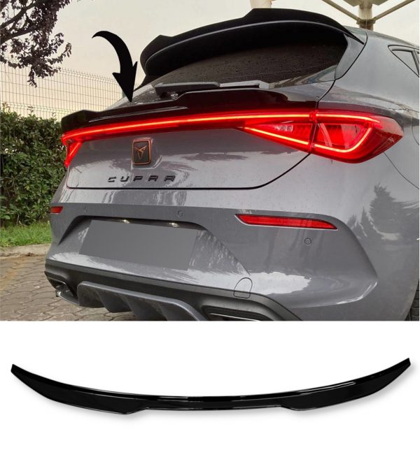 REAR BOOT SPOILER TAILGATE SPOILER WING GLOSS BLACK FOR CUPRA LEON 2020+