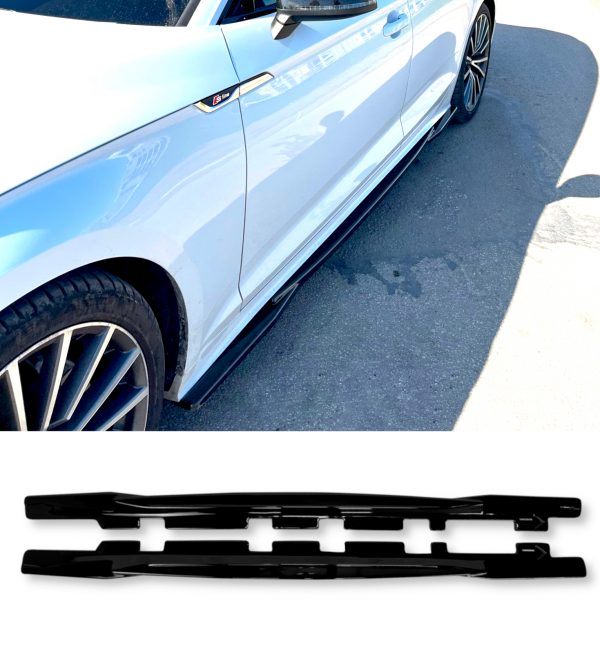 SIDE SKIRTS BLADES GLOSS BLACK FOR AUDI A5 S-LINE AND S5 SPORTBACK F5 FACELIFT