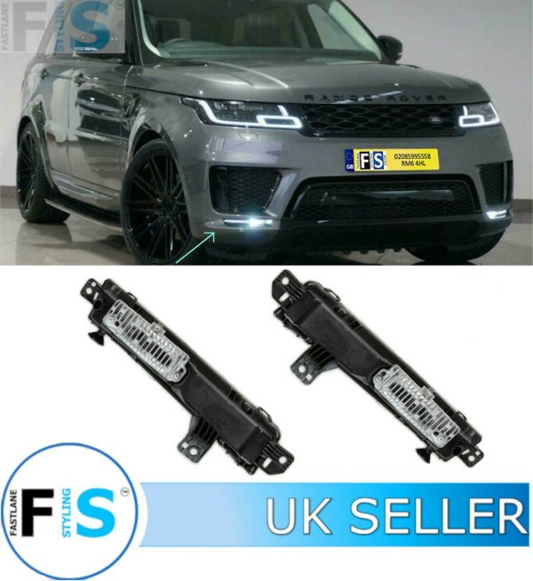 RANGE ROVER SPORT FRONT BUMPER FOG LIGHTS LAMPS DRL PAIR BOTH SIDES BLACK 2018+ - Image 2