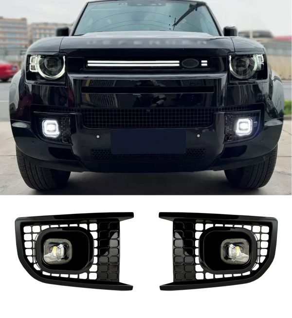 FRONT LED FOG LIGHT COVER GLOSS BLACK FOR LAND ROVER DEFENDER 90 110 130 L663