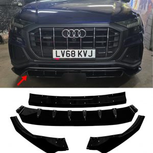FRONT LIP SPLITTER GLOSS BLACK FOR AUDI Q8 SQ8 S-LINE 2018+
