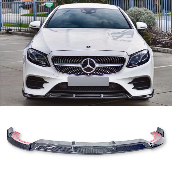 FRONT LIP SPLITTER SPOILER CARBON LOOK FOR MERCEDES E CLASS W213 2016-2019