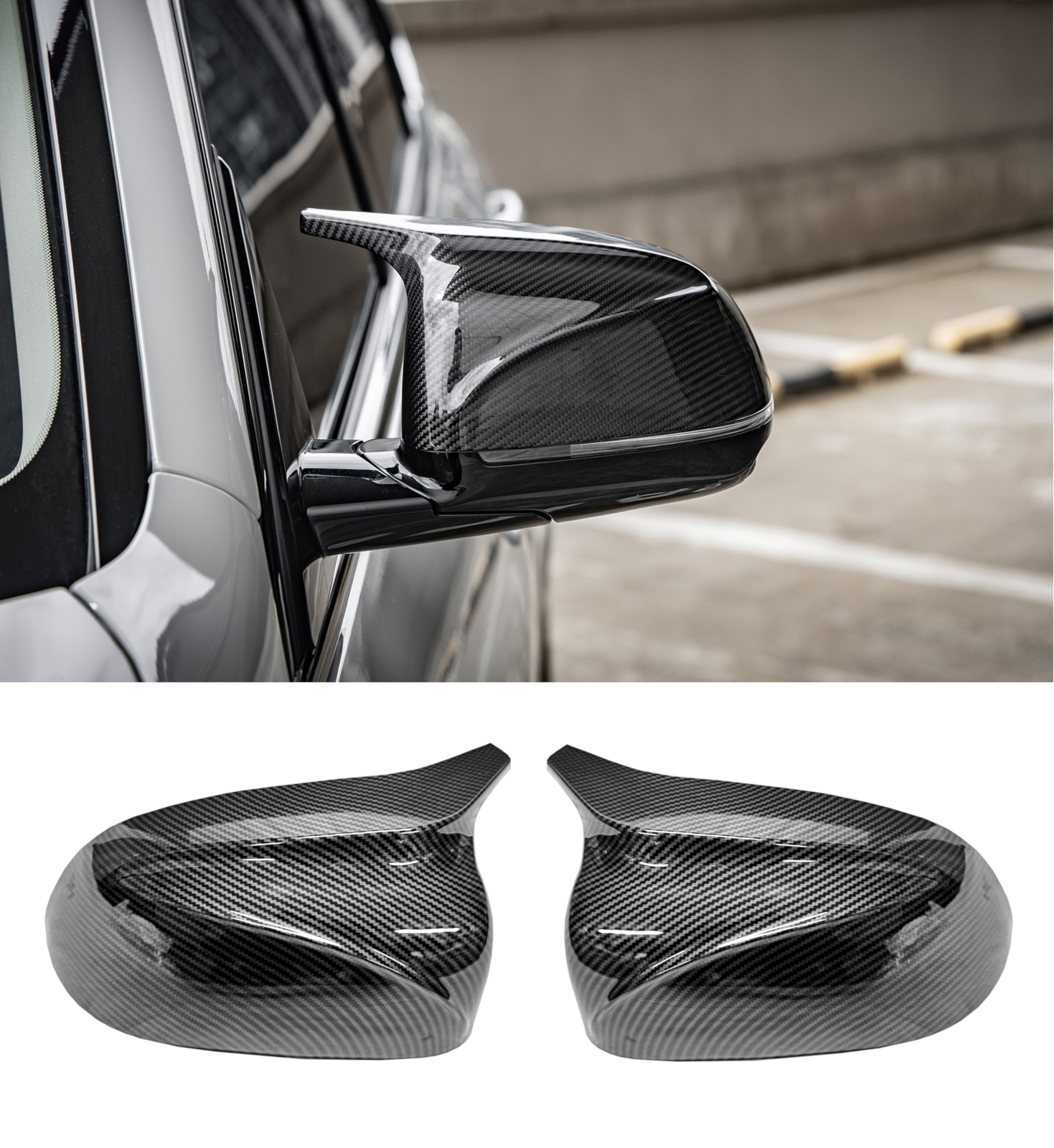 Gloss Black M-Style Side Mirror Cover Caps For BMW X5 E70 X6 E71 – 2007-2013 – Pair