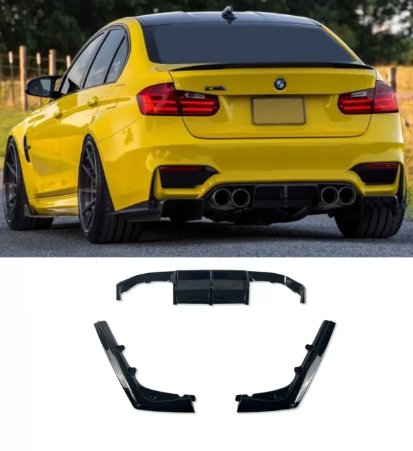 REAR DIFFUSER BUMPER BODYKIT V STYLE GLOSS BLACK FOR BMW M3 M4 F80 F82 F83 2014-2020