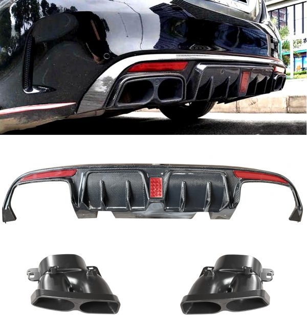 REAR DIFFUSER WITH F1 LIGHT & TIPS REAL CARBON FIBRE FOR MERCEDES C CLASS W205 C63 2015-2017