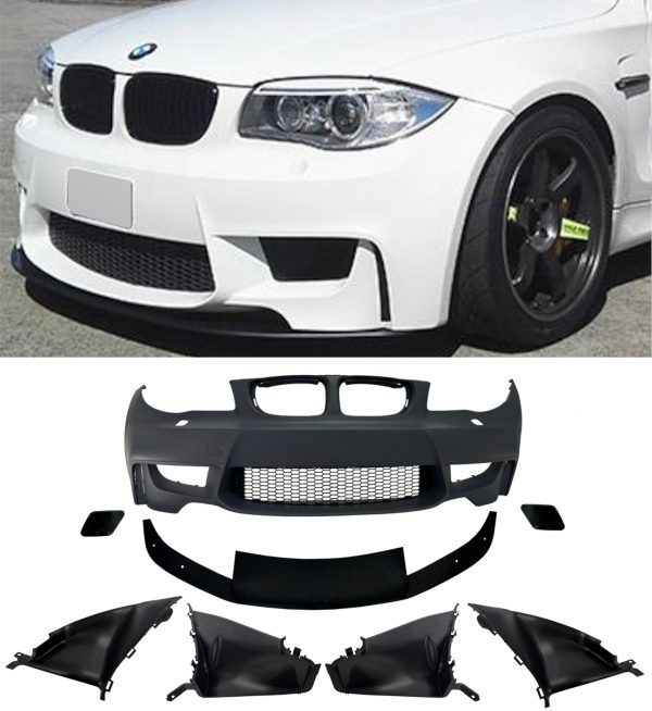 FRONT BUMPER WITH SPLITTER M1 LOOK PRIMED FOR BMW 1 SERIES E80 E81 E82 E87 E88