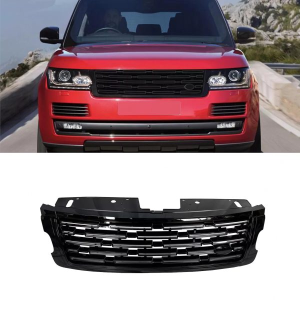 FRONT GRILLE NEW 2023+ STYLE FULL GLOSS BLACK FOR RANGE ROVER VOGUE L405 2018+