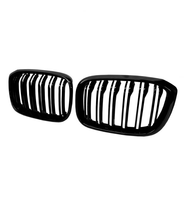 FRONT KIDNEY GRILLES DOUBLE SLAT GLOSS BLACK FOR BMW X3 G01 AND X4 G02 2018+ - Image 2
