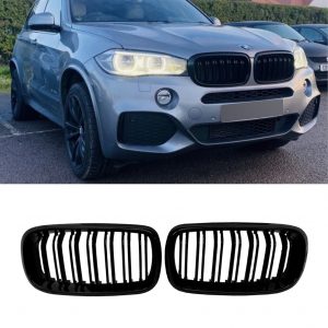 FOR BMW X5 F15 F85 X6 F16 F86 FRONT KIDNEY GRILLE DOUBLE SLAT GLOSS BLACK 13-19