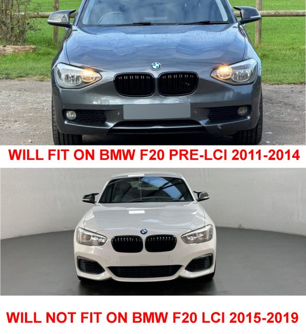 FRONT KIDNEY GRILLES DOUBLE SLAT GLOSS BLACK FOR BMW 1 SERIES F20 F21 PRE-LCI - Image 5
