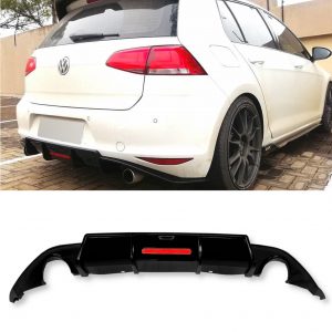 REAR DIFFUSER WITH LIGHTS GLOSS BLACK FOR VW GOLF MK7 GTI GTD TSI TDI 2013-2016