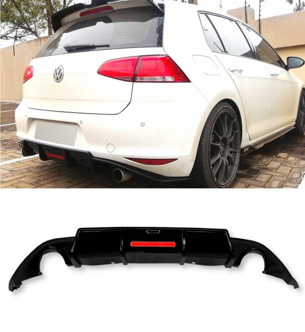 REAR DIFFUSER WITH LIGHTS GLOSS BLACK FOR VW GOLF MK7 GTI GTD TSI TDI 2013-2016