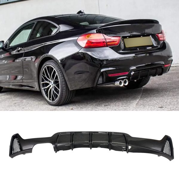 REAR DIFFUSER CARBON LOOK 428i STYLE FOR BMW 4 SERIES F32 F33 F36 2014-2020 - Image 3
