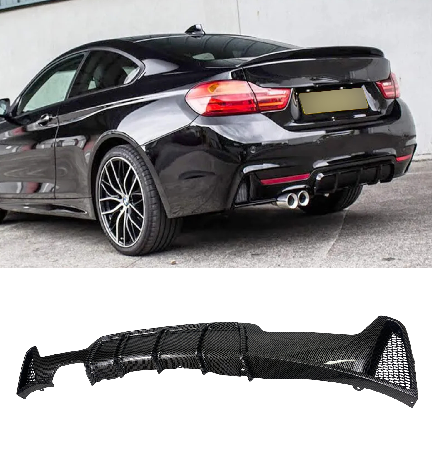 REAR DIFFUSER CARBON LOOK 428i STYLE FOR BMW 4 SERIES F32 F33 F36 2014-2020