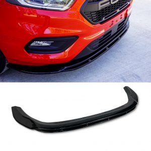 FRONT LIP SPLITTER GLOSS BLACK FOR FORD TRANSIT CUSTOM FACELIFT 2018+