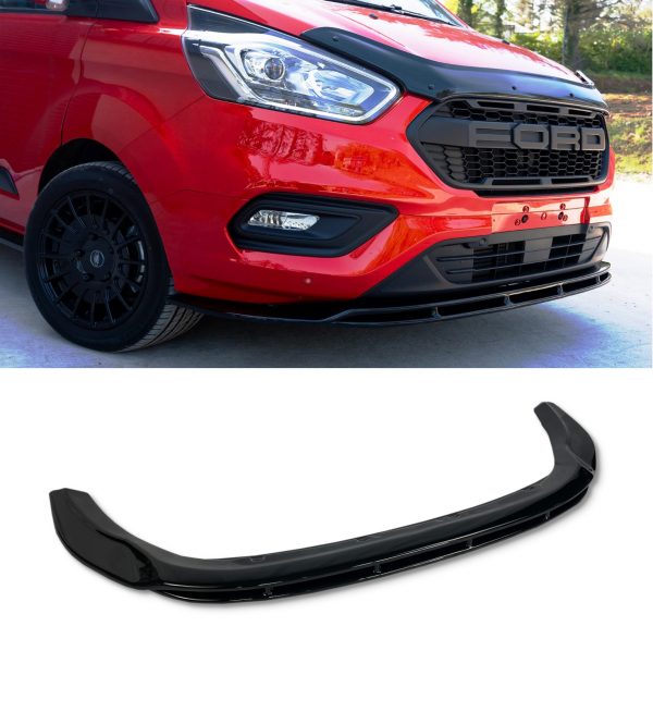 FRONT LIP SPLITTER GLOSS BLACK FOR FORD TRANSIT CUSTOM FACELIFT 2018+ - Image 6