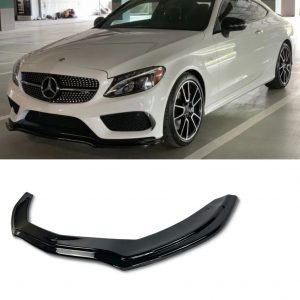 FRONT LIP SPLITTER GLOSS BLACK FOR MERCEDES C CLASS W205 C205 A205 S205 2014-2018