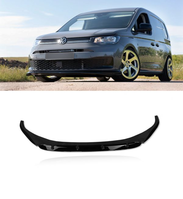 FRONT LIP SPLITTER LOWER BUMPER GLOSS BLACK FOR VW CADDY MK5 2021+