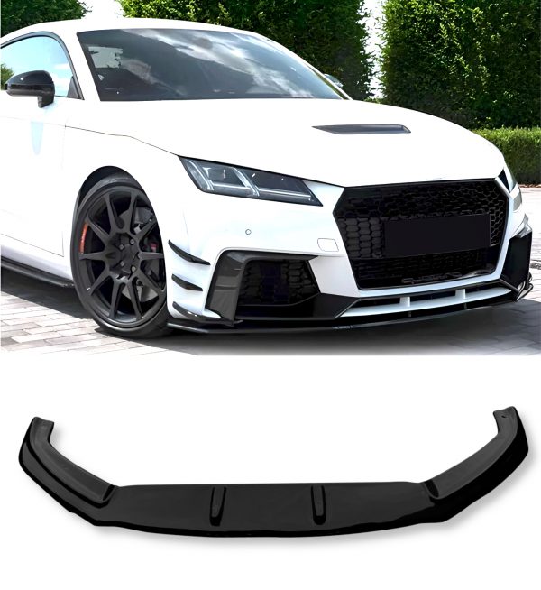 FRONT SPLITTER LIP SPOILER GLOSS BLACK FOR AUDI TT MK3 FV 8S TT RS 2016-2020